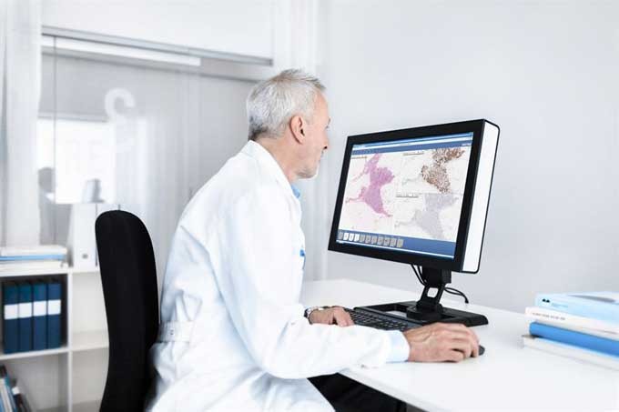 Doctor working by computer screen